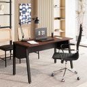 Ver imagem 2 de Mesa Escrivaninha com 135cm Industrial Tampo Chanfrado e Pés Metálicos Executive Louro e Preto