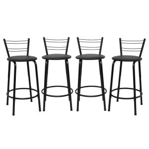 Kit 4 Banquetas para Bancada Flórida Preta 60cm Cozinha Gourmet Balcão Ilha Piscina Área de Lazer
