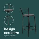 Ver imagem 4 de Kit 4 Banquetas para Bancada Flórida Preta 60cm Cozinha Gourmet Balcão Ilha Piscina Área de Lazer
