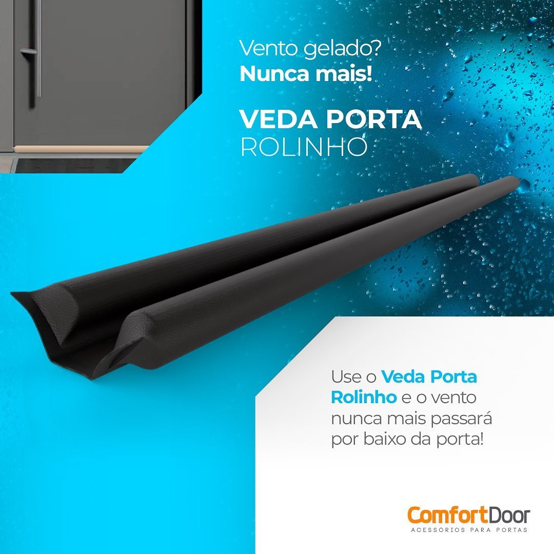 Veda Porta Rolinho 90cm Ajustável em Couro Sintético e Espuma Comfort Door Preto - 9