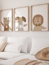 Ver imagem 1 de Kit 3 Quadros Infantil Animais Fofos Quarto Bebê Menino Menina 40x60 Moldura Madeira NO1