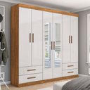 Ver imagem 1 de Guarda-roupa Casal Genova 6 Portas 4 Gavetas com Espelho Cinamomo/off White - Carioca Móveis