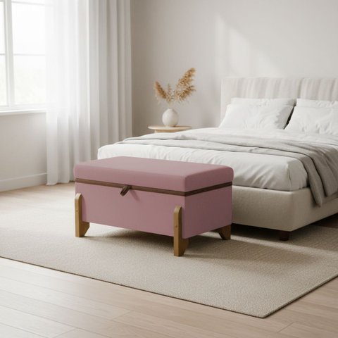 Puff Recamier Baú Versallies 100 Cm para Sala Quarto Bouclé