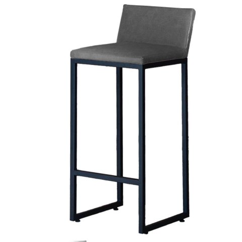 Banqueta Alta Luxo Dani com Encosto - Base Metal Preto:cinza