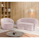 Ver imagem 2 de Sofá 3 Lugares Living 180cm e 1 Poltrona Giratória Garbin K04 Veludo Rosê - Mpozenato