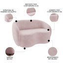 Ver imagem 4 de Sofá 3 Lugares Living 180cm e 1 Poltrona Giratória Garbin K04 Veludo Rosê - Mpozenato