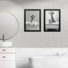 Kit 2 Quadros Decorar Banheiro - Girafas 45x34cm - com Vidro:moldura Branca - 1