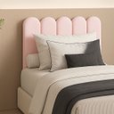 Ver imagem 1 de Cabeceira Solteiro Design Nuvem 45cm 5 Placas em Suede Macio:rosa Bebe