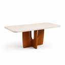 Ver imagem 6 de Conjunto de Jantar Vitta 6 Lugares Tampo MDF Cadeiras Veludo Bege 180cm Bom Pastor Móveis