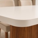Ver imagem 2 de Conjunto de Jantar Vitta 6 Lugares Tampo MDF Cadeiras Veludo Bege 180cm Bom Pastor Móveis