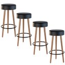 Ver imagem 1 de Kit 4 Banquetas Banco Alto Londres Couro Preto Bar Cozinha Pés Madeira Mz Decor
