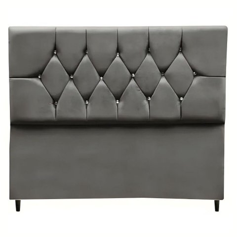 Cabeceira Estofada Cama Box Solteirão 100 Cm Suede Nina Cor:cinza