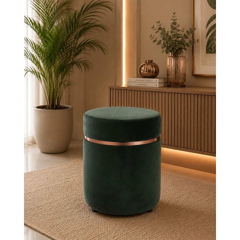 Puff Superior Rose Gold, Cor Verde Veludo - Let Móveis