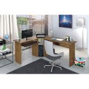 Ver imagem 2 de Mesa Escritório Escrivaninha de Canto Estação de Trabalho Max 1G 1 Gaveta para Computador Nogal Fosc