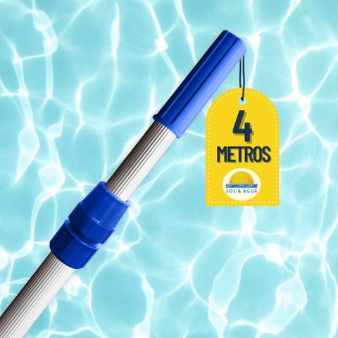 Cabo Telescópico Regulável em Alumínio Estriado 04 Metros para Limpeza de Piscina