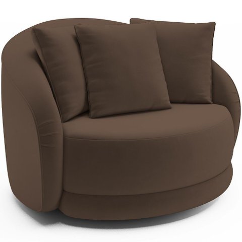 Poltrona Decorativa Base Giratória Witta M03 Veludo Marrom - Lyam Decor