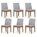 Ver imagem 1 de Kit 6 Cadeiras para Sala de Jantar Estofada Madeira Maciça Cecília Bege/Off White
