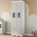 Ver imagem 1 de Guarda-roupa Infantil 62cm 2 Portas com Vidro e 2 Gavetas Doçura Multimóveis Mp4491 Branco/off