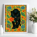 Ver imagem 2 de Quadro Pantera Floral Boho Farm 24x18cm - com Vidro:moldura Branca