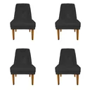 Ver imagem 1 de Kit 4 Cadeiras para Sala de Jantar Escritório Estofada Berlim Retro Suede Preto Eli Móveis e Decoraç