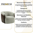 Ver mais imagens de Poltrona Decorativa Giratória Luxuosa Linho Prata Detalhe Courino Marrom Montada Sala Hall