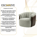 Ver imagem 7 de Poltrona Decorativa Giratória Luxuosa Linho Prata Detalhe Courino Marrom Montada Sala Hall