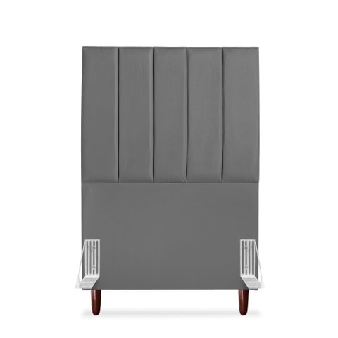 Cabeceira Estofada Solteiro Carla 90cm Corino Cinza