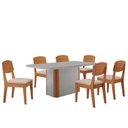 Ver imagem 2 de Mesa de Jantar Isadora 180cm Tampo MDF Vidro com 6 Cadeiras Veludo Creme Off White Naturale