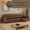 Ver imagem 3 de Sofá em Corino 344cm com Chaise 4 Lugares Pés em Metal Linha Premium Maximu