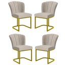 Ver imagem 1 de Kit 4 Cadeiras Jantar Flor Mesa Cozinha Reforçada Base Metal Dourada Cor:bege