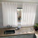 Ver imagem 4 de Cortina para Cozinha Branca de Voil 2,00 X 1,20m com Ilhós Artesanal Xadrez Rústico com Forro