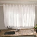 Ver imagem 5 de Cortina para Cozinha Branca de Voil 2,00 X 1,20m com Ilhós Artesanal Xadrez Rústico com Forro