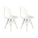 Ver imagem 1 de Conjunto 2 Cadeiras Eames Design Moderno Tubo de Ferro Branco Assento Branco