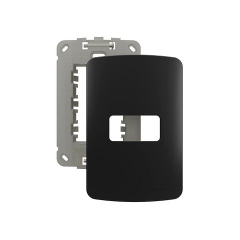 Placa com Suporte Margirius B3 Colors 4x2 para 1 Módulo Horizontal Preto Ebony