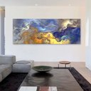 Ver imagem 2 de Quadro Decorativo Abstrato Nuvens, Tela em Canvas na Horizontal Ideal para Ambiente de Sala de Estar