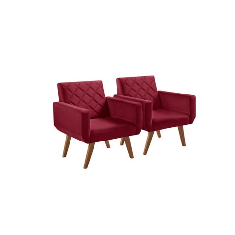 Kit 2 Poltronas 1 Lugar Anabelle Unidecor Bordô