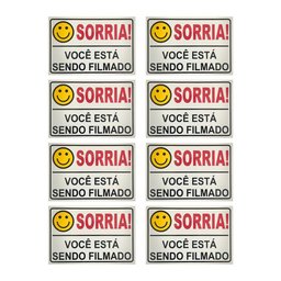 Kit 8 Placa Sinalizadora Você Está Sendo Filmado 10x15cm - 1