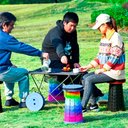 Ver mais imagens de Banqueta Giratória Dobrável e Portátil com 10 Níveis Altura