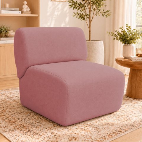 Poltrona Decorativa Zoe Orgânica para Sala Recepção Hall Moderna Minimalista Bouclé Premium Luxo