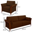 Ver imagem 4 de Kit Sofá Living 3 Lugares e Poltrona 102cm Pés Madeira Roya M22 Veludo Marrom - Mpozenato