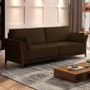 Ver imagem 2 de Kit Sofá Living 3 Lugares e Poltrona 102cm Pés Madeira Roya M22 Veludo Marrom - Mpozenato