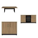 Ver imagem 2 de Conjunto para Escritório com Mesa de Reunião 6 Lugares e 2 Armários Baixos com Chave Espresso Móveis Macadâmia Preto Marrom