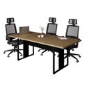 Ver imagem 5 de Conjunto para Escritório com Mesa de Reunião 6 Lugares e 2 Armários Baixos com Chave Espresso Móveis Macadâmia Preto Marrom
