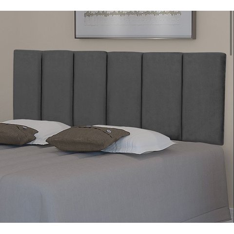 Cabeceira Viuva ou Solteirão Estofada Moderna para Quarto - 128 Cm - Cinza Corino