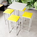 Ver imagem 1 de Conjunto Mesa Alta Bar Bistrô Quadrada Branca 4 Bancos Estofado Don Castro Decor