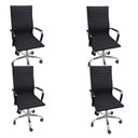 Ver imagem 1 de Kit 4 Cadeiras Eames Esteirinha Presidente Escritório Alta Preta