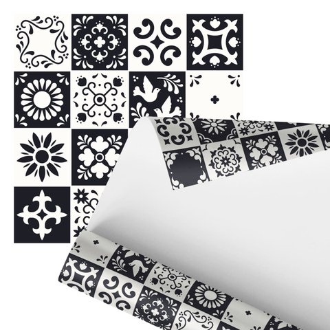 Papel de Parede Adesivo Arabesco Florido Preto Branco 2,80m