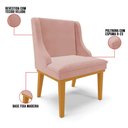 Ver imagem 3 de Kit 4 Cadeiras Estofadas para Sala de Jantar Base Fixa de Madeira Castanho Lia Veludo Rosê - Ibiza