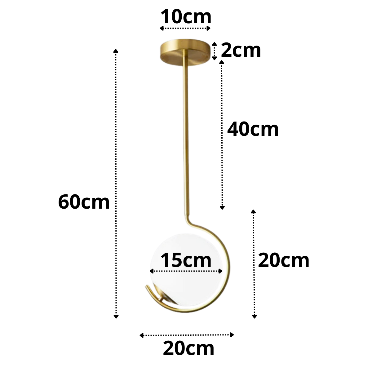 Ver imagem 5 de Luminária Jabuticaba 60cm Metal Dourada Globo Vidro Pendente Lustre Teto Kjdd-e-067-gold