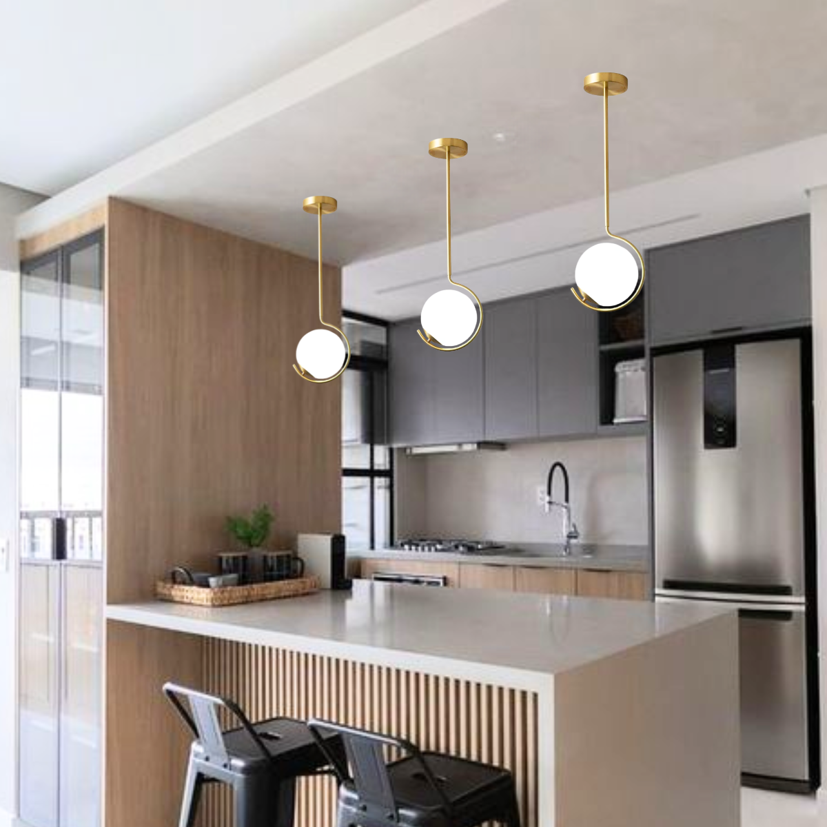 Ver mais imagens de Luminária Jabuticaba 60cm Metal Dourada Globo Vidro Pendente Lustre Teto Kjdd-e-067-gold